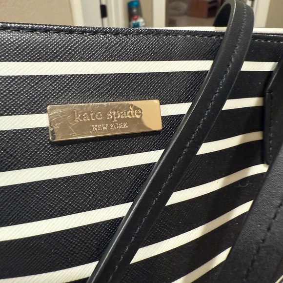 Kate Spade Black and Cream Striped Tote
